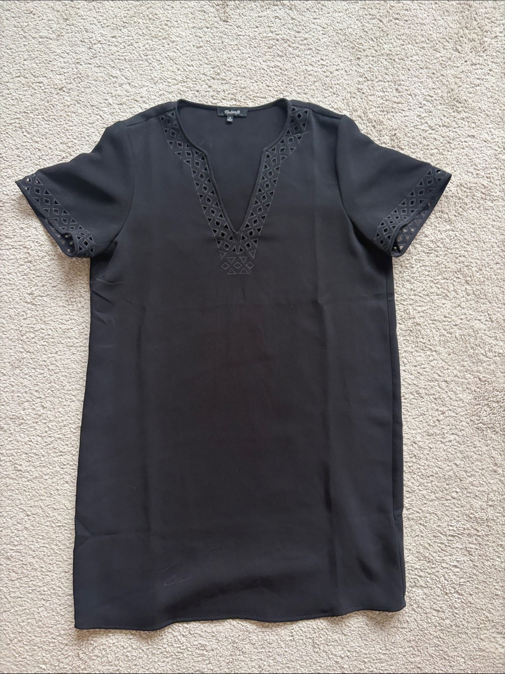 Madewell Black Short Sleeve Dress with Subtle V-Neck